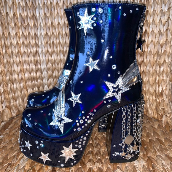 Dolls Kill Shoes New Celestial Ascendance Patent Platform Boots